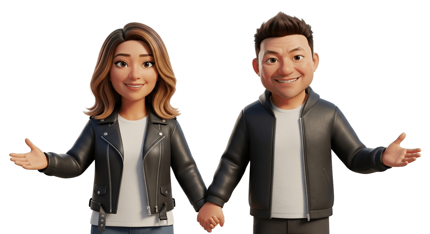 Stephanie and Bin welcoming guests